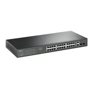 "TP-Link" 28 prievadų "Gigabit Easy Smart" komutatorius su 24 prievadais PoE+, valdomas, L2, Gigabit Ethernet (10/100/1000), maitinimas per Ethernet (PoE), montuojamas į 1U stovą