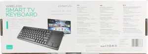 Omega OKB004B belaidė klaviatūra + jutiklinė planšetė, skirta išmaniajam televizoriui | Android | MacOS | Linux | iTV | 2,4 Ghz USB juoda (LAT)