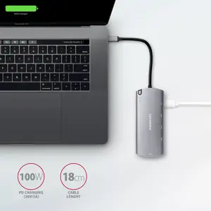 Axagon HMC-6M2 SUPERSPEED USB-C COMBO 6IN1 HUBMultiport USB 3.2 Gen 1 šakotuvas. SATA M.2, HDMI, Gigabit LAN ir Power Delivery. Kabelis USB-C 18 cm.