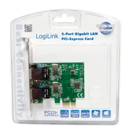 Logilink PC0075, 2 prievadų Gigabit PCI Express tinklo kortelė Logilink 2 x Gigabit Lan (RJ 45) PCIe