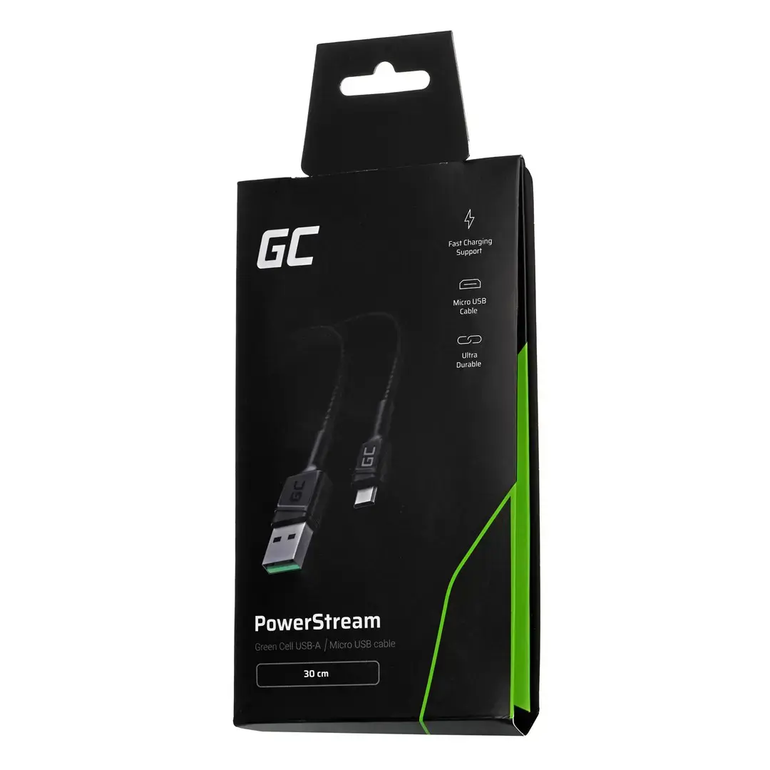GREENCELL kabelis GC PowerStream USB-A - Micro USB 30cm Ultra Charge QC 3.0