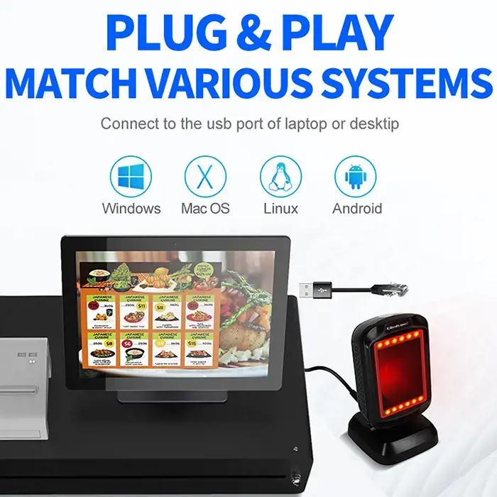 QOLTEC stalinis QR brūkšninių kodų skaitytuvas USB