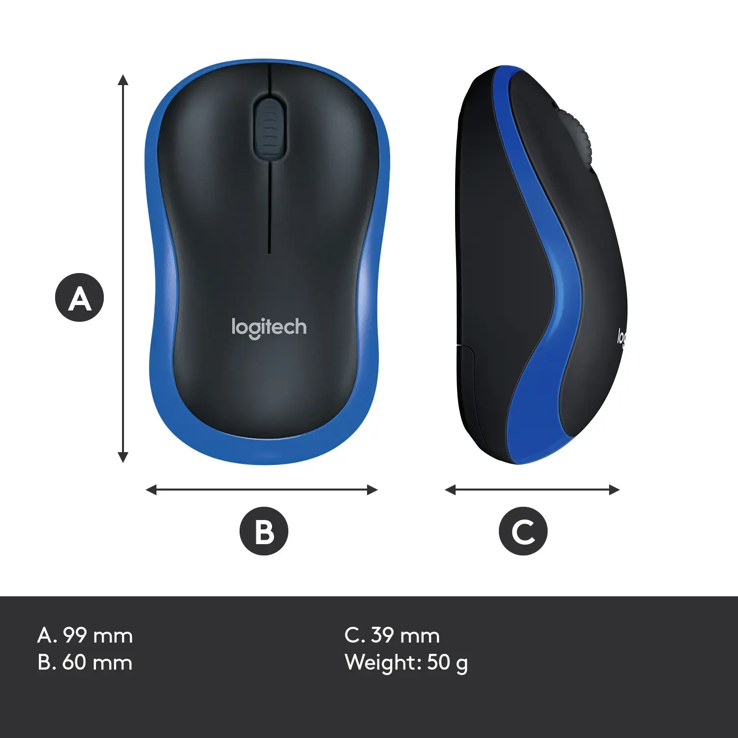 LOGITECH M185 belaidė pelė - mėlyna - EER2