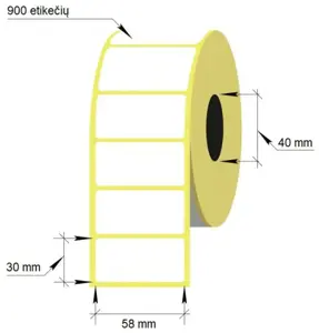 Lipnios etiketės, 58 x 30/40 mm, 900 vnt., Thermal Eco, baltos sp.
