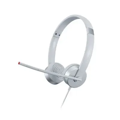 "Lenovo 100" stereofoninės analoginės ausinės, biuro / skambučių centras, ausinės, sidabrinės