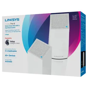 Linksys Atlas Pro 6, baltas, vidinis, 502 m², dviejų dažnių (2,4 GHz / 5 GHz), Wi-Fi 6 (802.11ax), 802.11a, 802.11b, 802.11g, Wi-Fi 4 (802.11n), Wi-Fi 5 (802.11ac), Wi-Fi 6 (802.11ax)