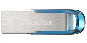"SanDisk Ultra Flair", 128 GB, USB 3.0, 150 MB/s, skaitymo greitis - tropinė mėlyna ; EAN:619659163…