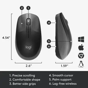 LOGITECH M190 Viso dydžio belaidė pelė - CHARCOAL - EMEA
