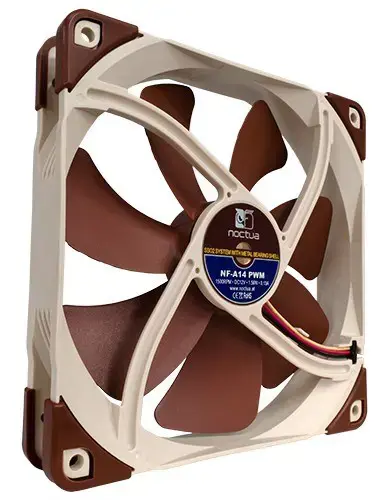 Noctua NF-A14 PWM Kompiuterio korpuso ventiliatorius 14 cm rudos spalvos