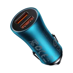 Baseus Golden Contactor Max car charger, 2x USB, 60W (blue)