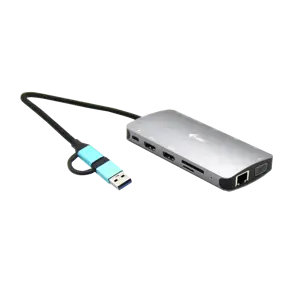 I-TEC USB-C Metal Nano Dock 2xHDMI 1xVGA 1xSD kortelių skaitytuvas 1xmicroSD kortelių skaitytuvas 1…
