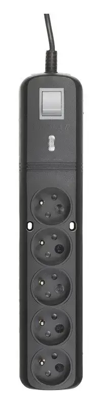 LESTAR LV530W 2,5M viršįtampių apsauga 5 kintamosios srovės lizdai Juoda, pilka 2,5 m