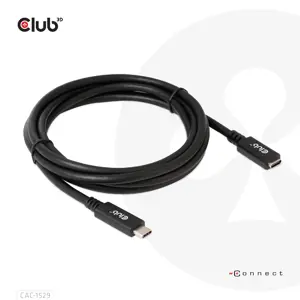 CLUB3D USB Gen1 Type-C Extension Cable 5Gbps 60W(20V/3A) 4K60Hz M/F 2m/6.56ft, 2 m