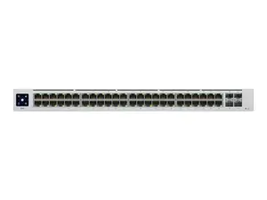 "UniFi Switch 48" yra visiškai valdomas 2 lygmens komutatorius su 48 Gigabit Ethernet prievadais ir 4 1G SFP prievadais šviesolaidiniam ryšiui.