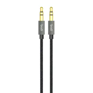 AUX kabelis iš mini lizdo 3,5 mm į mini lizdą 3,5 mm Budi, 1,2 m (juodas)