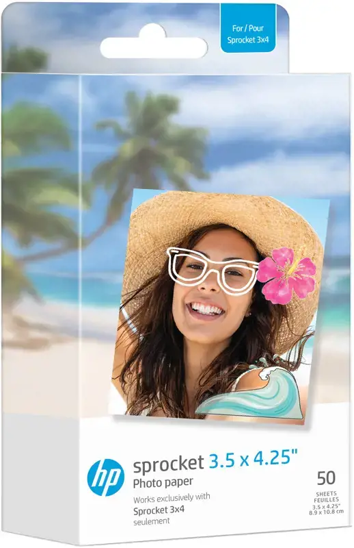 Fotopopierius HP Sprocket Zink 8.9x10.8cm(3.5x4.24"), 50 psl.