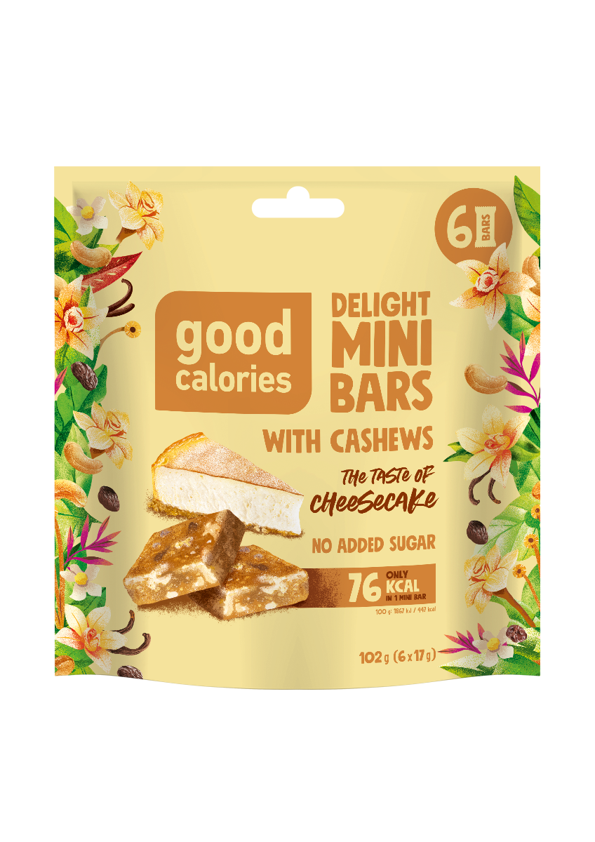 Mini riešutų batonėliai GOOD CALORIES sūrio pyrago skonio, 102 g
