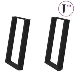 Valgomojo stalo kojelės, 2 vnt., juodos, 60x(72-73) cm, plienas, U formos