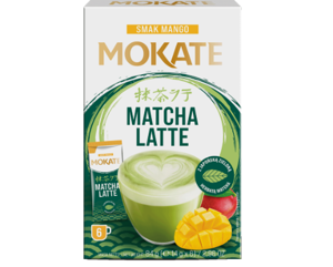 Žaliosios arbatos gėrimas MOKATE latte matcha ir mango skonio, 6 x 14g