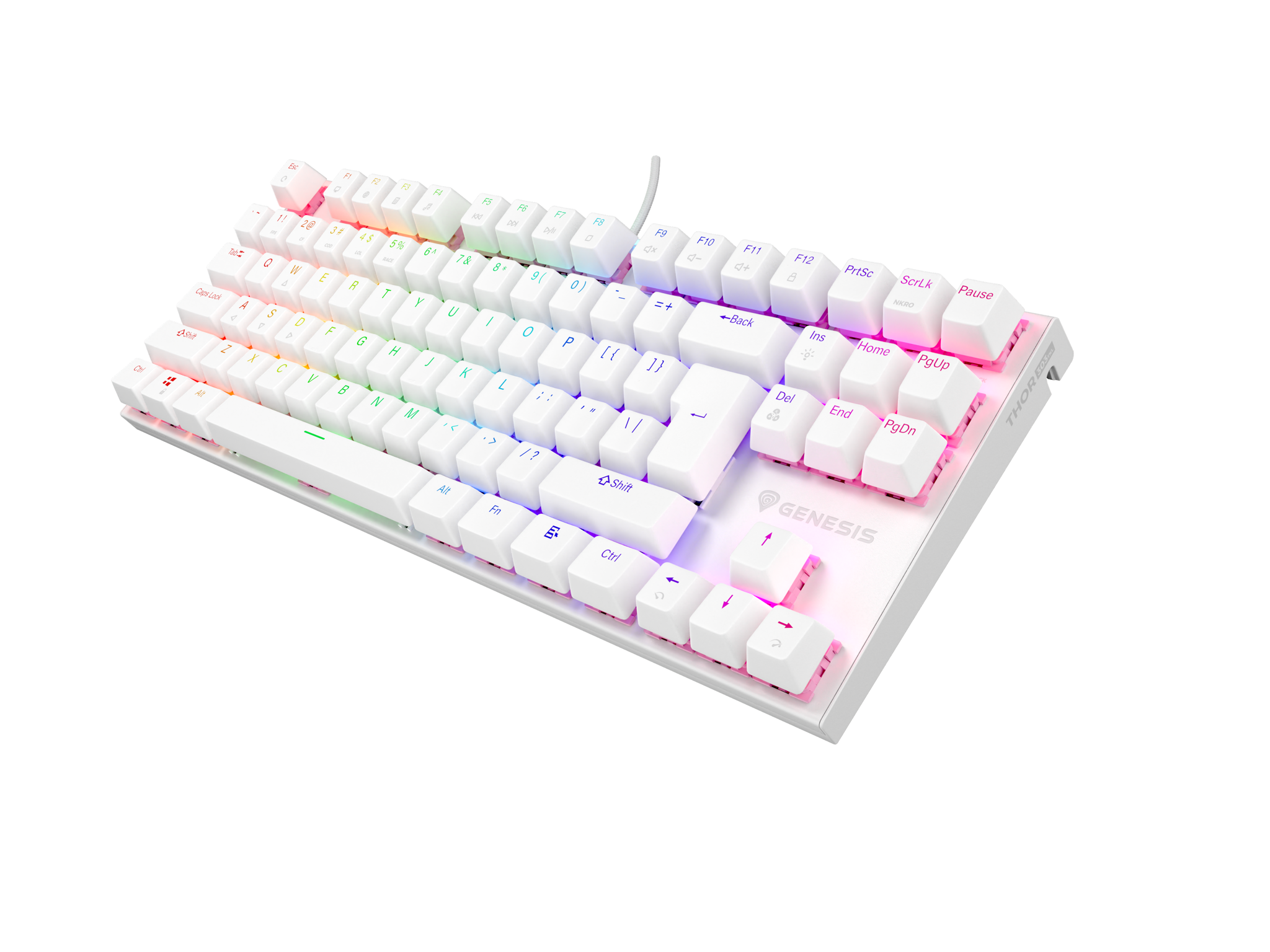 Genesis | THOR 303 | Mechanical Gaming Keyboard | Wired | US | Outemu Peach Silent | White