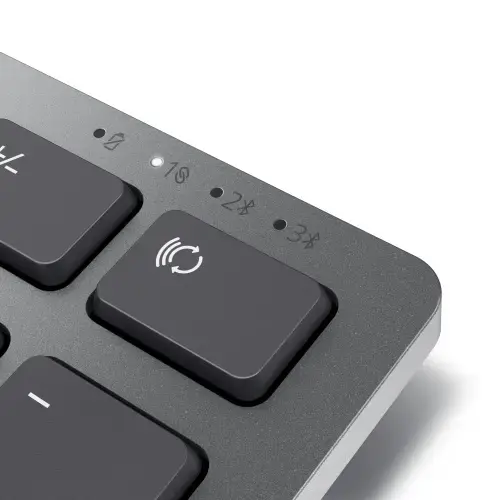 DELL KM7321W, pilno dydžio (100%), RF belaidis + "Bluetooth", QWERTY, pilka, titano spalvos, pelė pridedama