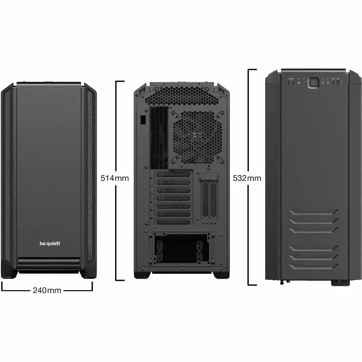 Būkite tylūs! Silent Base 601, Midi Tower, Kompiuteris, Juoda, ATX, EATX, micro ATX, Mini-ITX, Akrilonitrilo-butadieno stirenas (ABS), SECC, HDD