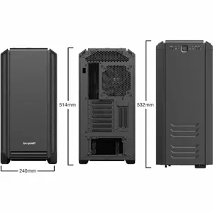 Būkite tylūs! Silent Base 601, Midi Tower, Kompiuteris, Juoda, ATX, EATX, micro ATX, Mini-ITX, Akrilonitrilo-butadieno stirenas (ABS), SECC, HDD