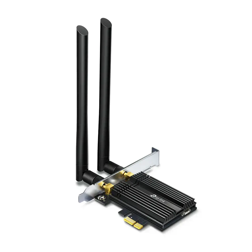 TP-Link AX3000 "Wi-Fi 6 Bluetooth 5.0 PCIe" adapteris, vidinis, belaidis, PCI Express, WLAN / Bluetooth, 2402 Mbps, juodas, metalinis