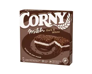 CORNY MILK batonėlis su pertepimu Dark/white, 4x30g