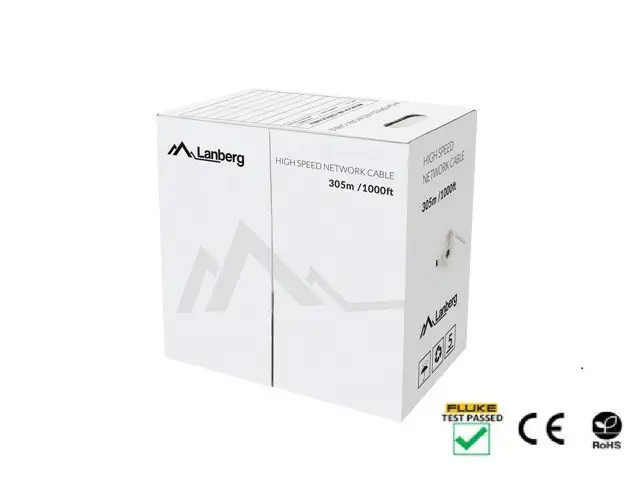 LANBERG LAN kabelis UTP cat.5e 305m geltonas kietas CU fluke