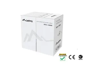 LANBERG LAN kabelis UTP cat.5e 305m geltonas kietas CU fluke