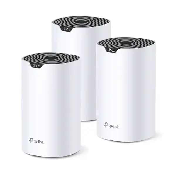 "TP-Link AC1900 Whole Home Mesh Wi-Fi" sistema, 3 vnt., balta, juoda, vidinė, tinklinė sistema, visakryptė, FCC: <30 dBm (2,4 GHz), <30 dBm (5 GHz) CE: <20 dBm (2,4 GHz), <23 dBm (5 GHz), 0-40 °C