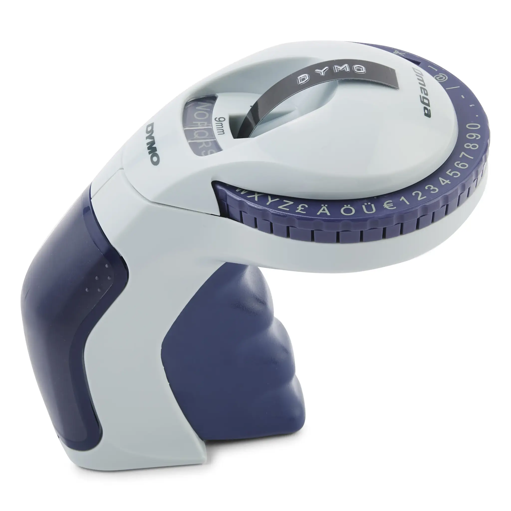 DYMO Omega Embossing Label Maker | Small Label Maker with Turn-Click Wheel and Ergonomic Design | For HomeDIY & Crafting (£/€ÄÖ & Ü), Direct thermal, Blue