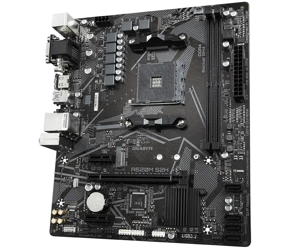 "Gigabyte A520M S2H", AMD, "Socket AM4", 3 kartos "AMD Ryzen™ 3", DDR4-SDRAM, 64 GB, DIMM