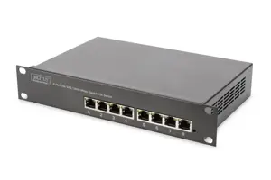 DIGITUS 10 colių 8 prievadų Gigabit Ethernet PoE komutatorius 8 x 10/100/1000Mbps RJ45 PoE 96W su 10 colių laikikliais