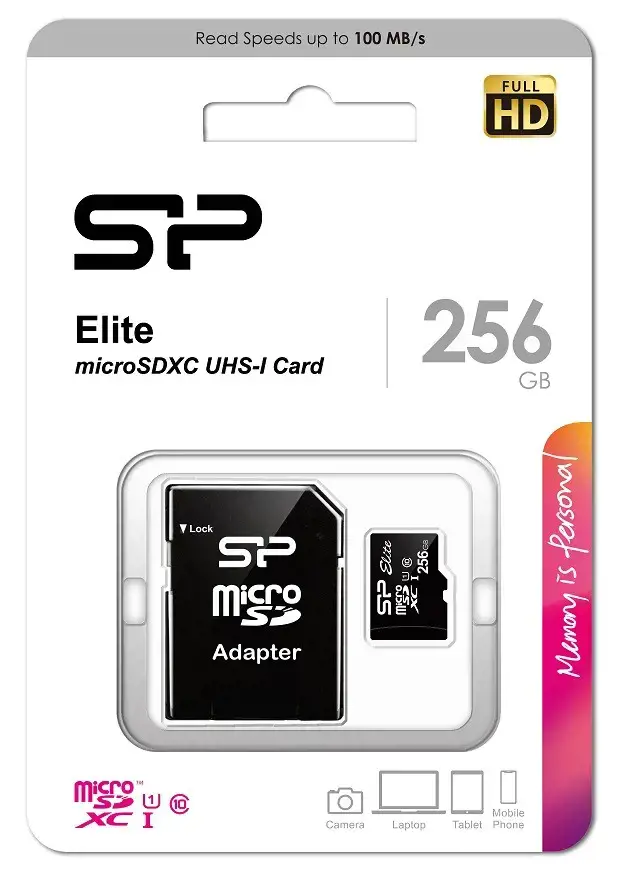 SILICONPOW SP256GBSTXBU1V10SP Silicon Power atminties kortelė Micro SDXC 256GB Class 10 Elite UHS-1 + adapteris
