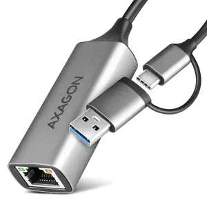 AXAGON ADE-TXCA USB-C USB3.2 Gen 1 + USB-A reduction- Gigabit Ethernet 10/100/1000 Adapter, metal, …