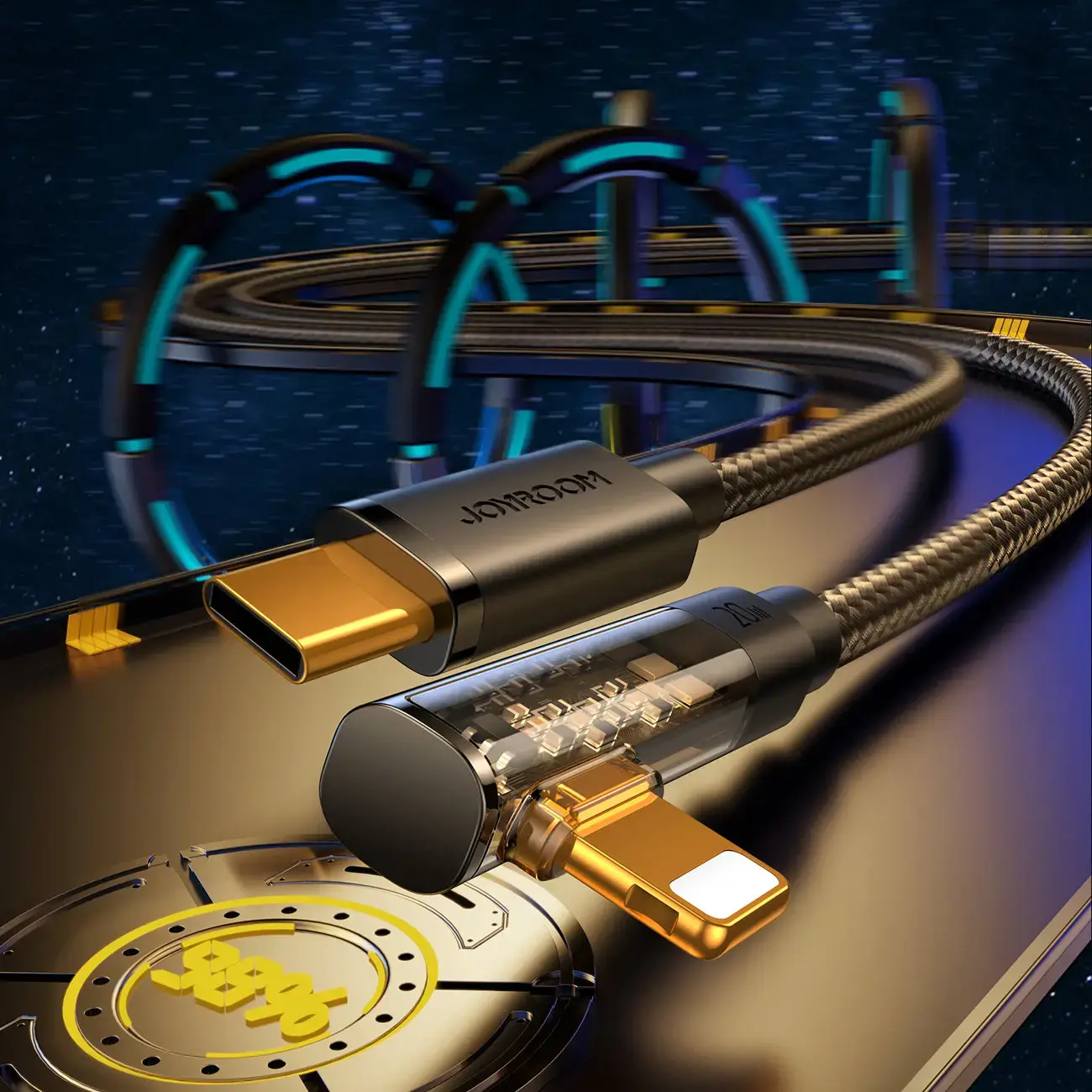 Joyroom Angled Lightning cable - USB C for fast charging and data transfer 20W 1.2 m black (S-CL020A6)