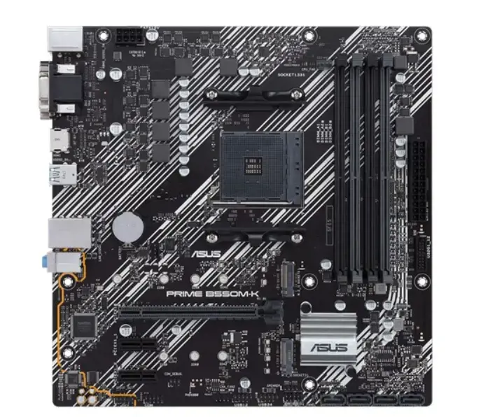 ASUS PRIME B550M-K, AMD, "Socket AM4", 3 kartos "AMD Ryzen™ 3", 3 kartos "AMD Ryzen 5", 3 kartos "AMD Ryzen™ 7", 3 kartos..., DDR4-SDRAM, 128 GB, DIMM