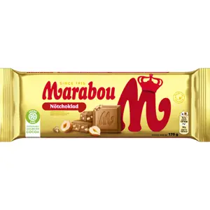 Pieninis šokoladas MARABOU, su lazdyno riešutais, 17 g