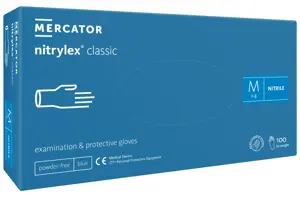 Vienkartinės pirštinės NITRYLEX Classic, nitrilinės, nepudruotos, mėlynos spalvos, M, 100 vnt.