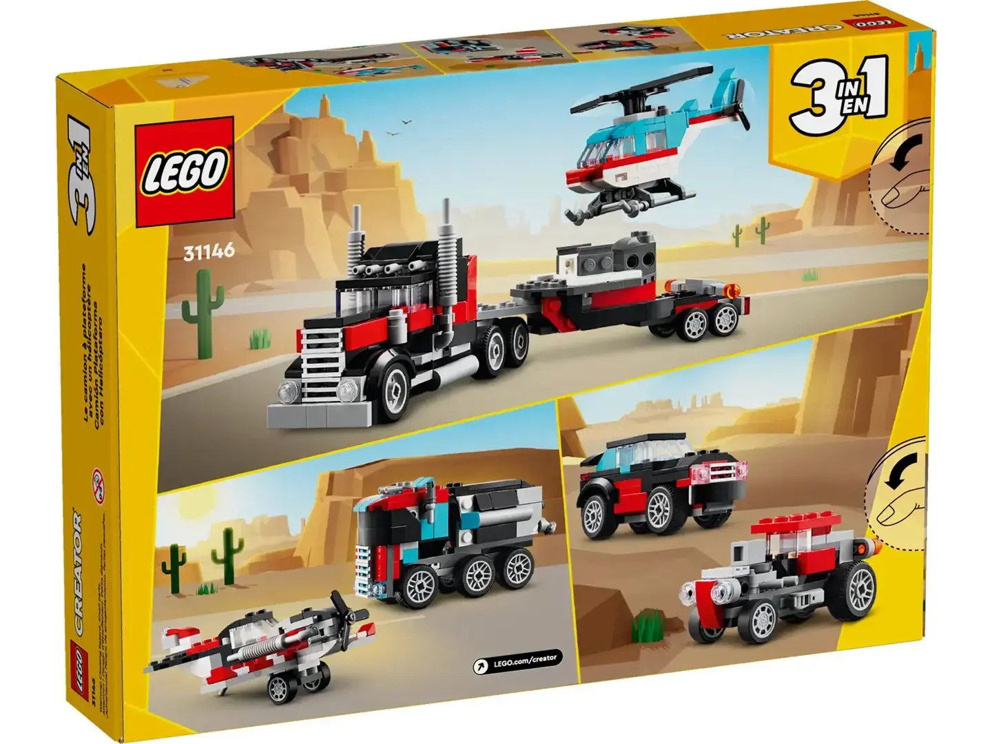 LEGO CREATOR 3 IN 1 31146 FLATBED TRUCK WITH HELICOPTER