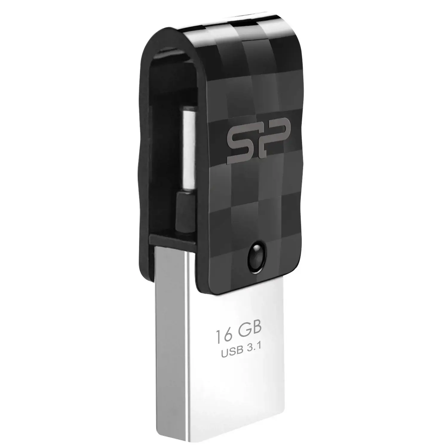 "Silicon Power Mobile C31", 16 GB, A tipo USB / C tipo USB, 3.2 Gen 1 (3.1 Gen 1), pasukamas, 3,3 g, juodas, sidabrinis