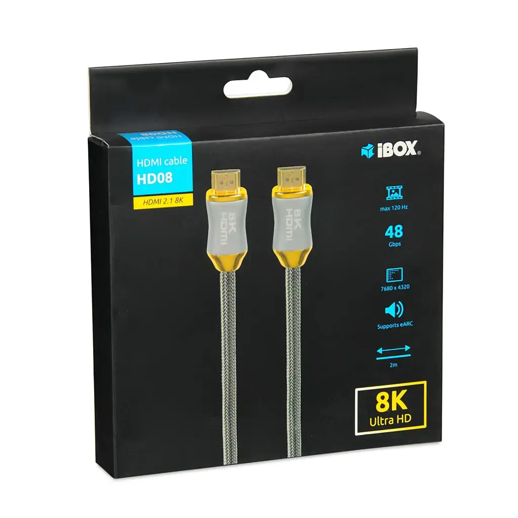 "I-BOX" HDMI KABELIS HD08 HDMI 2.1 8K, 2 M