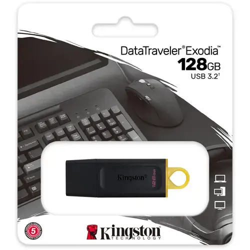 KINGSTON 128 GB USB3.2 Gen1 "DataTraveler Exodia" juoda + geltona