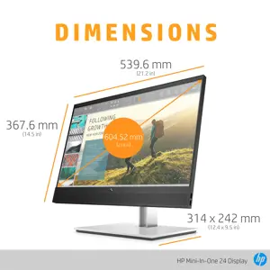 Monitorius HP Mini-in-One 24, 60.5 cm (23.8"), 1920 x 1080 pixels, Full HD, LED, 14 ms, Black