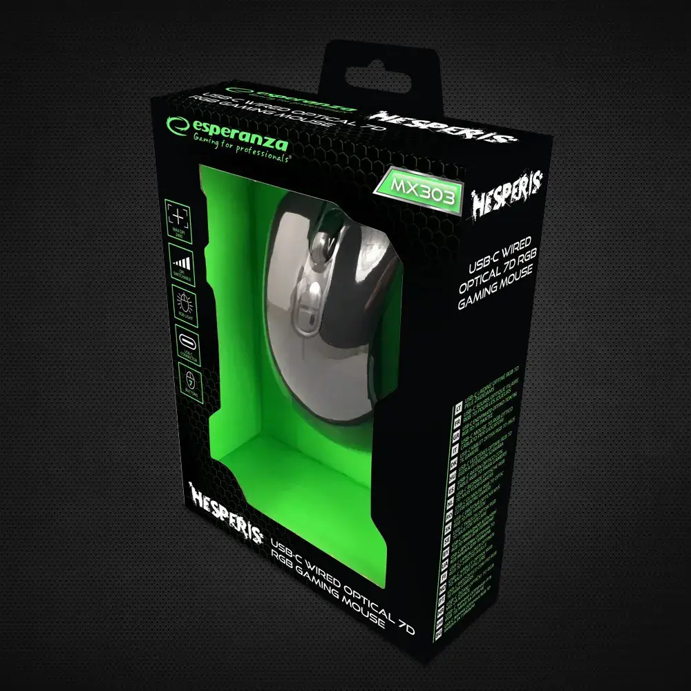 ESPERANZA PELĖS LAIDAS. 7D ŽAIDĖJAMS HESPERIS USB-C EGM303