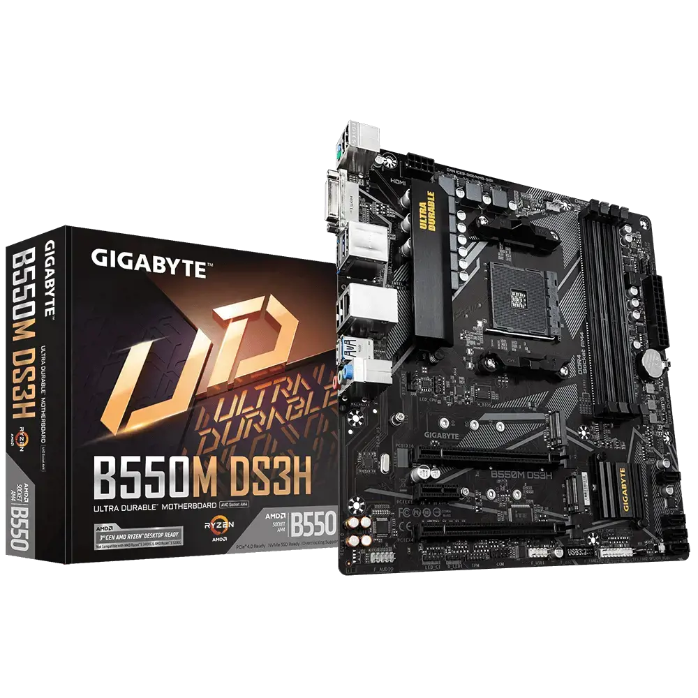 Gigabyte B550M DS3H, AMD, "Socket AM4", 3 kartos "AMD Ryzen™ 3", 3 kartos "AMD Ryzen 5", 3 kartos "AMD Ryzen™ 7", 3 kartos..., DDR4-SDRAM, 128 GB, DIMM