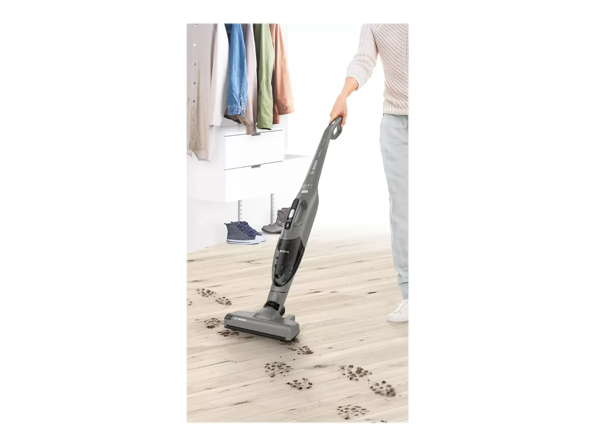 "Bosch Serie 2" BBHF214G, Be maišelio, Pilka, Sausas, Cikloninis, Plikos grindys, Kilimas, Kietos grindys, Akumuliatorius