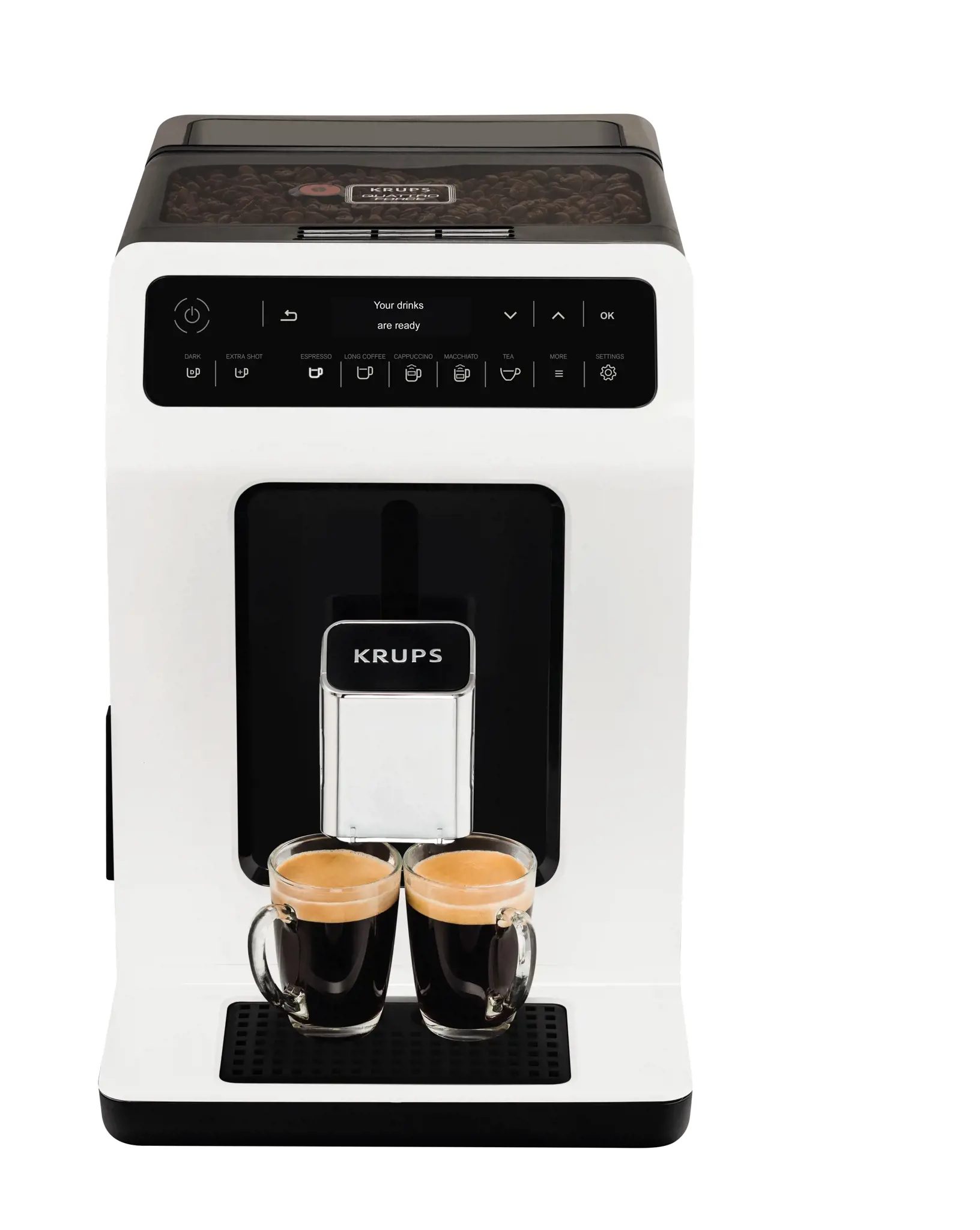 Krups Evidence EA8901, Espresso machine, 2.3 L, Coffee beans, Built-in grinder, 1450 W, White